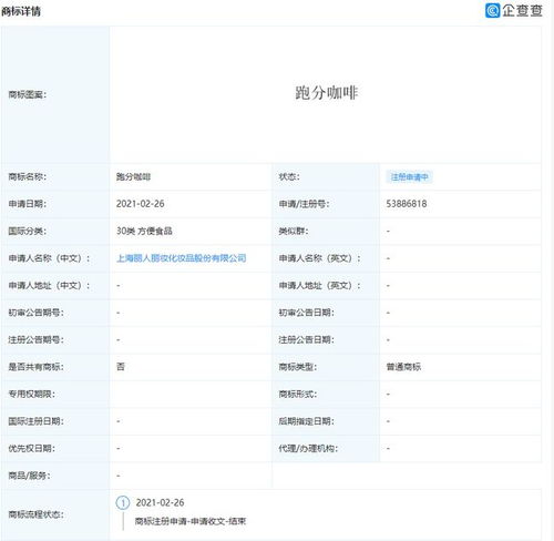 麗人麗妝申請(qǐng)“跑分咖啡”商標(biāo)，打入方便食品類市場(chǎng)